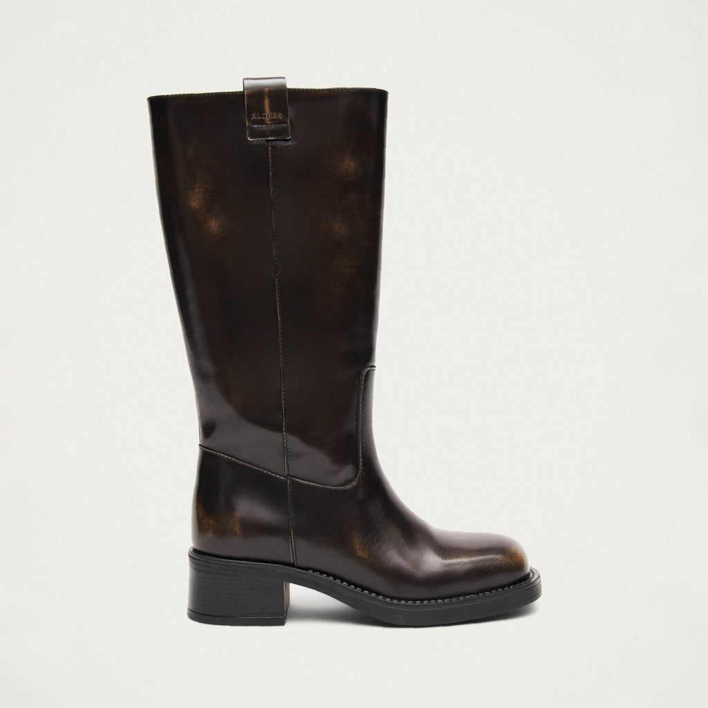 Sajan Vintage Effect Brown Leather Boots