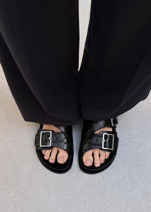 Alba Alli Black Leather Sandals