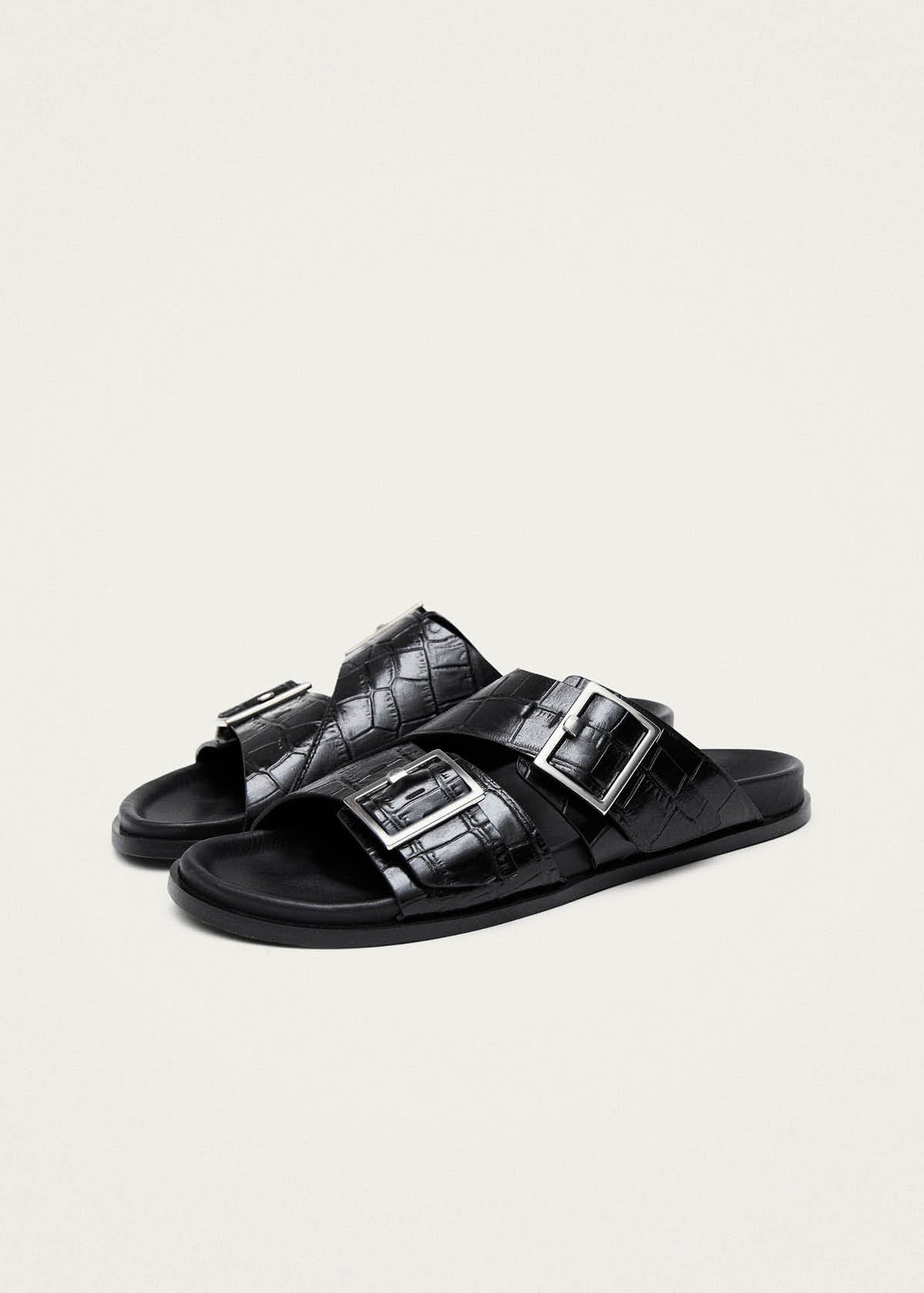 Alba Alli Black Leather Sandals