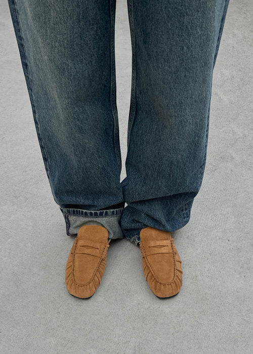 Aven Mule Suede Tan Leather Loafers