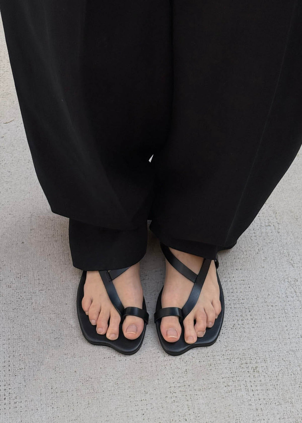 Dawn Black Leather Sandals