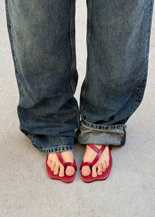 Dawn Red Leather Sandals