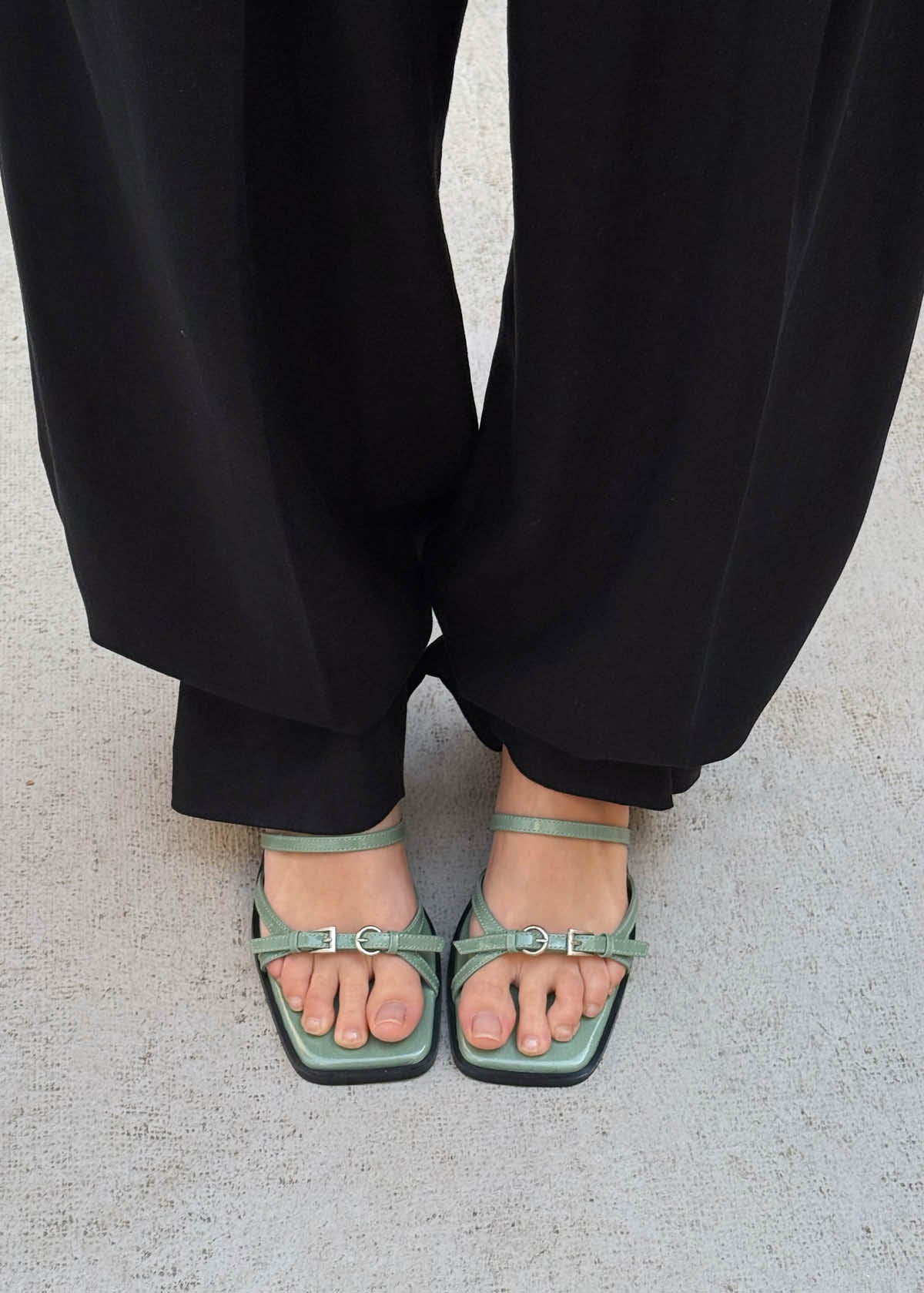 Liko Patent Matcha Leather Sandals