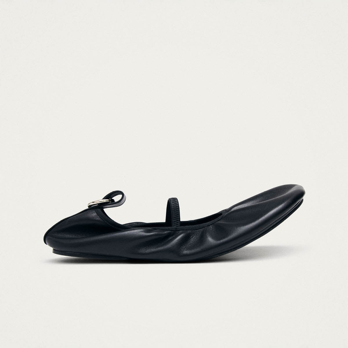 Naira Barefoot Black Leather Ballet Flats