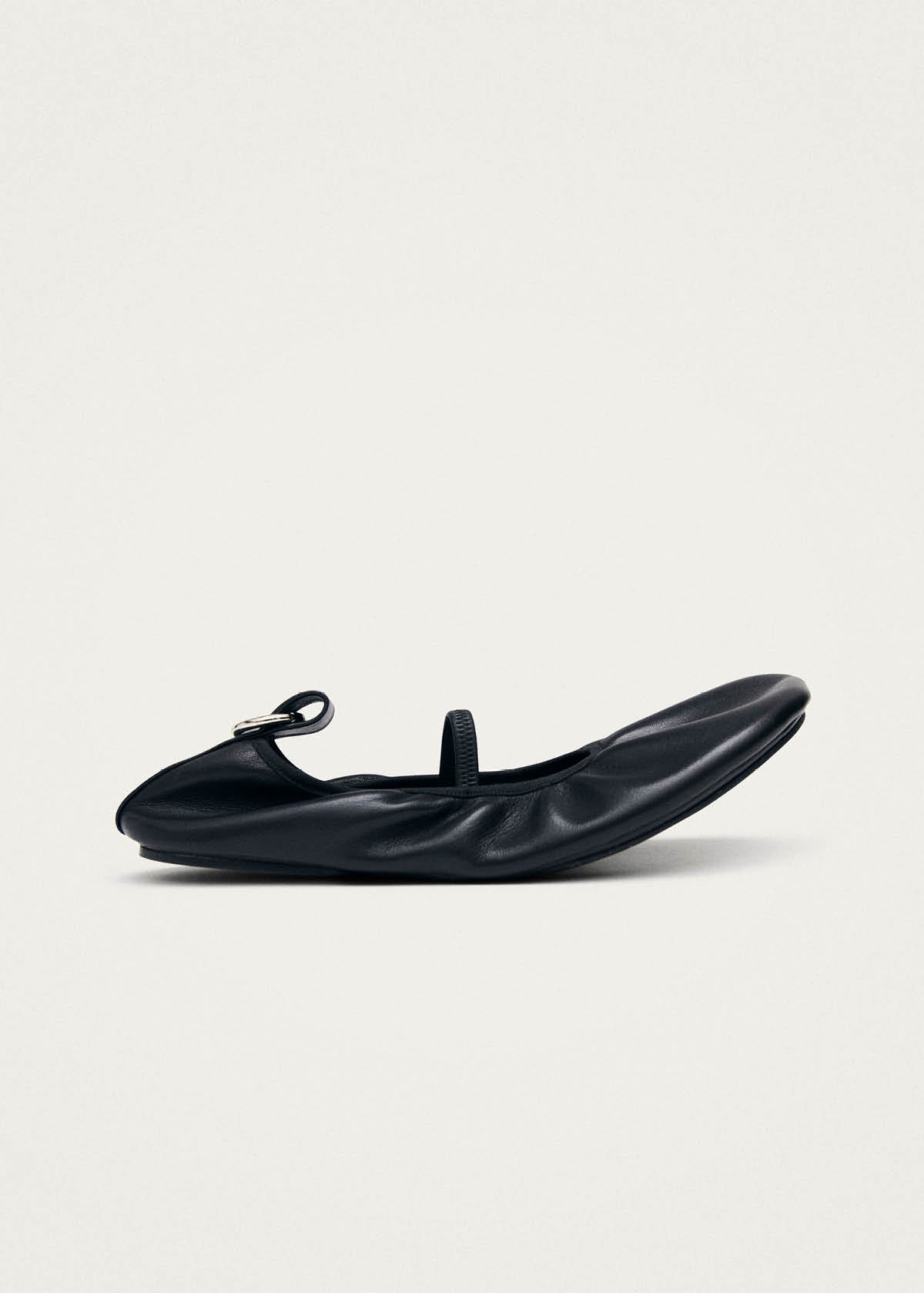 Naira Barefoot Black Leather Ballet Flats