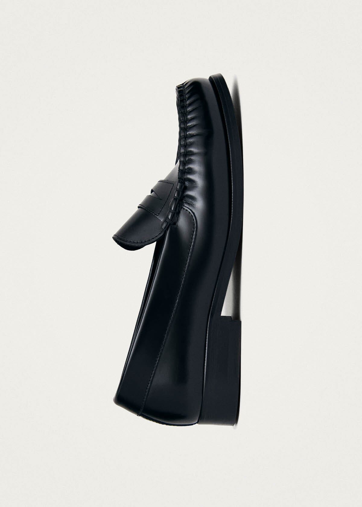 Rivet Black Leather Loafers