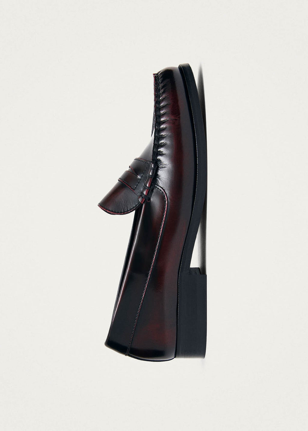 Rivet Vintage Effect Burgundy Leather Loafers