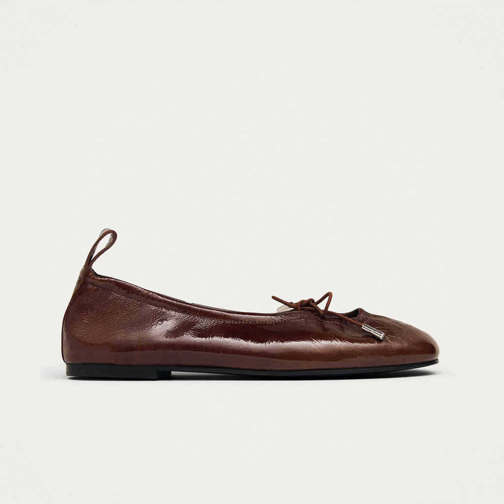 Rosalind Patent Brown Leather Ballet Flats