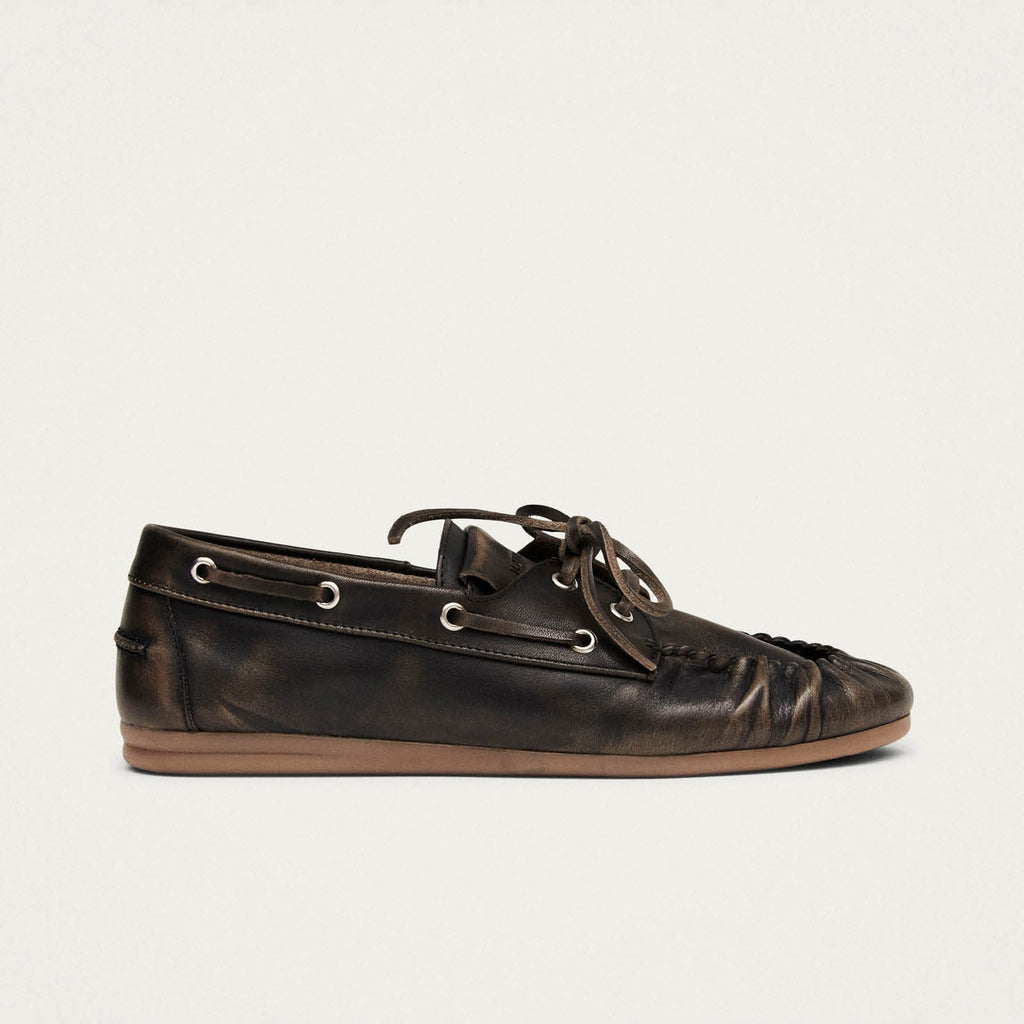 Rowan Vintage Effect Brown Leather Loafers