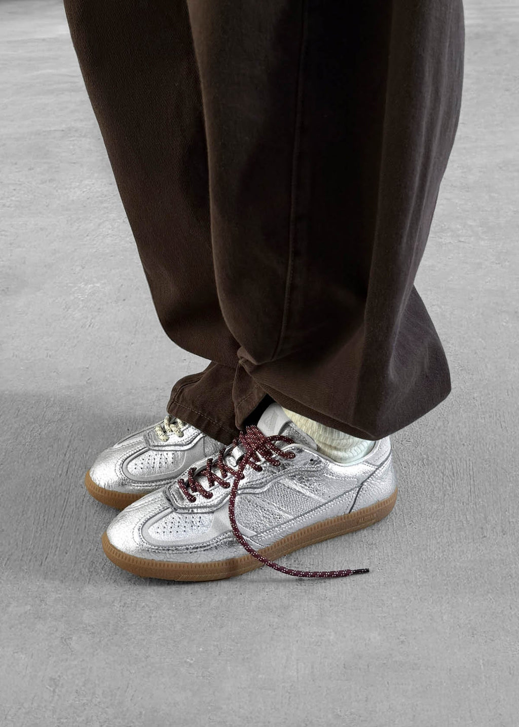 Tb.490 Shimmer Recycled Silver Cream Leather Sneakers