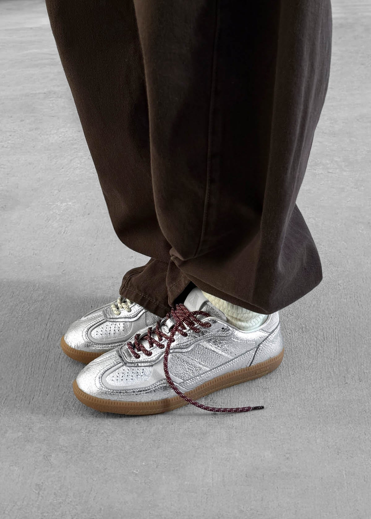 Tb.490 Shimmer Recycled Silver Cream Leather Sneakers