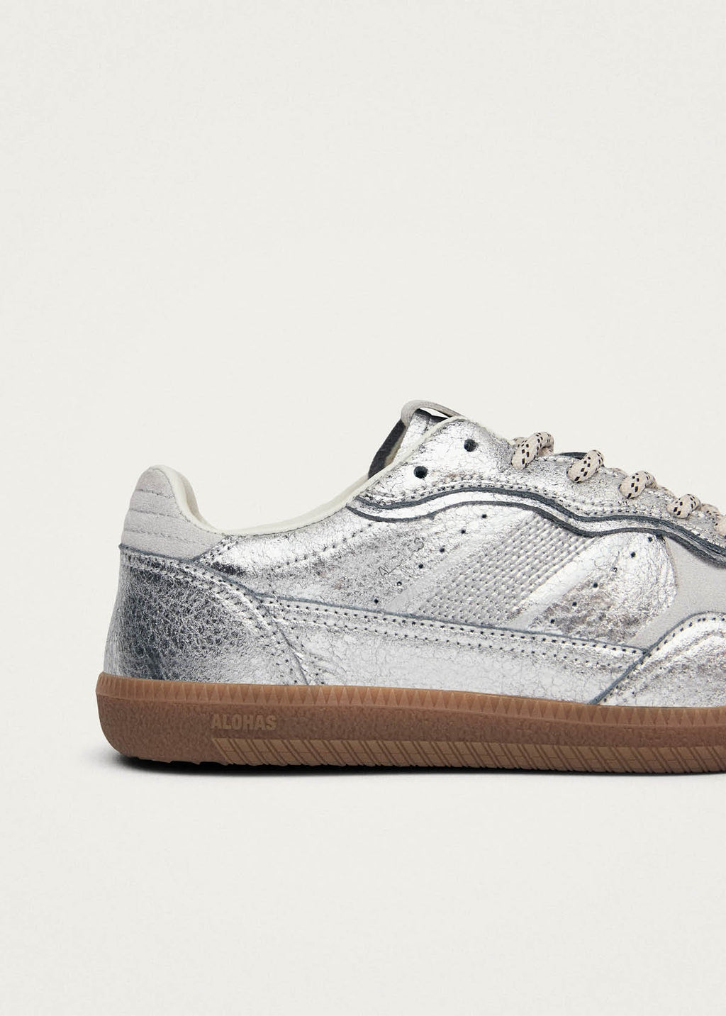 Tb.490 Shimmer Recycled Silver Cream Leather Sneakers