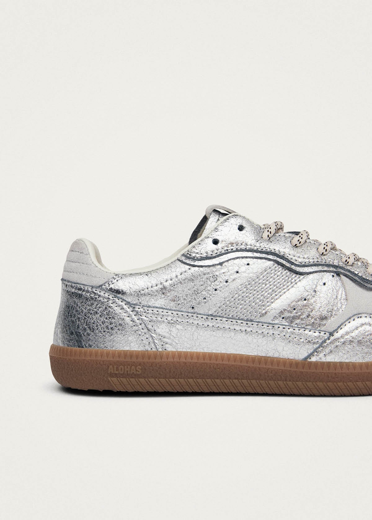 Tb.490 Shimmer Recycled Silver Cream Leather Sneakers